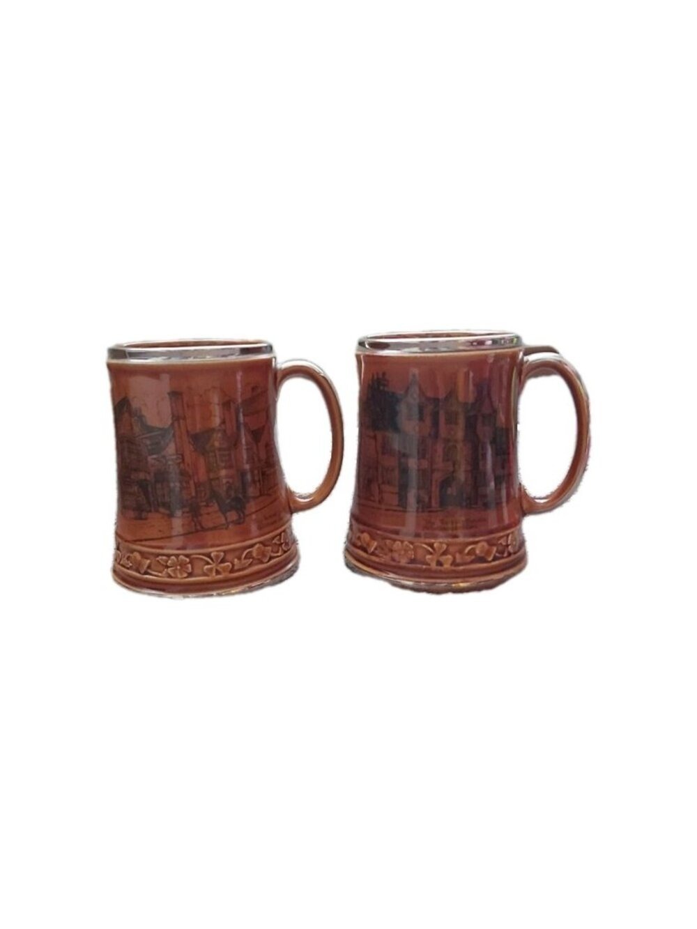 Pair of Vintage Sandland Ware Beer Tankards #336 - Talbot Oundle & Spread Eagle